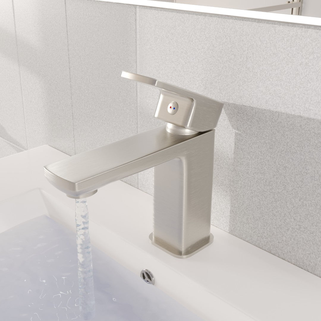 Eviva Lux Single-Handle Waterfall Single-Hole Bathroom Faucet with Deckplate included in Brushed Nickel