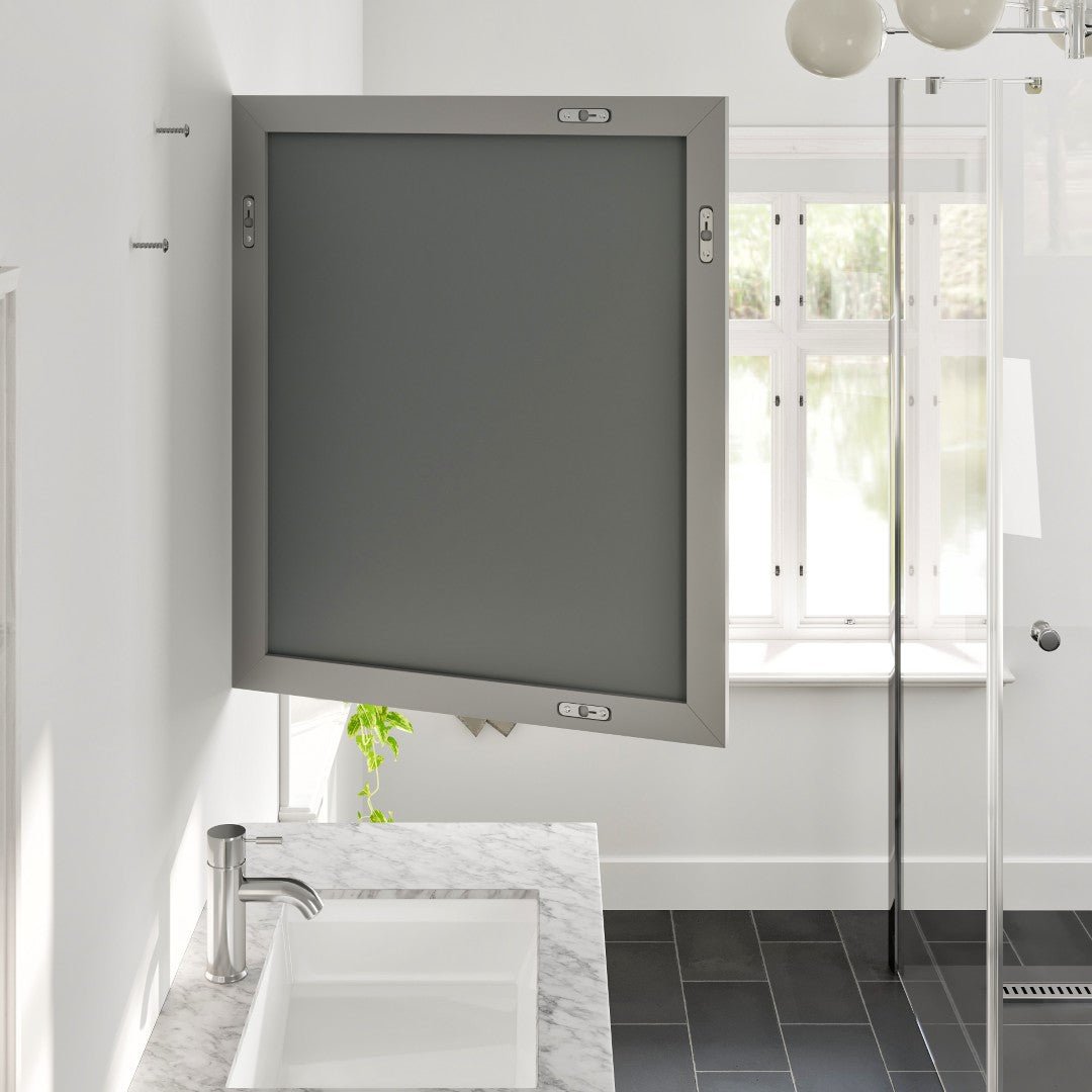 Eviva Acclaim 30" x 35" Rectangular Gray Wooden Framed Mirror - Mirror by Eviva