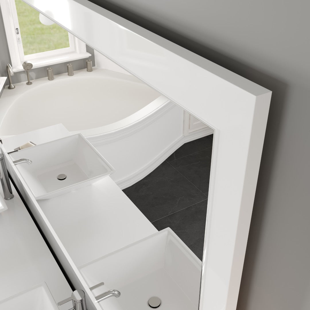 Eviva Sun 72" x 30" Rectangular White Wooden Framed Mirror