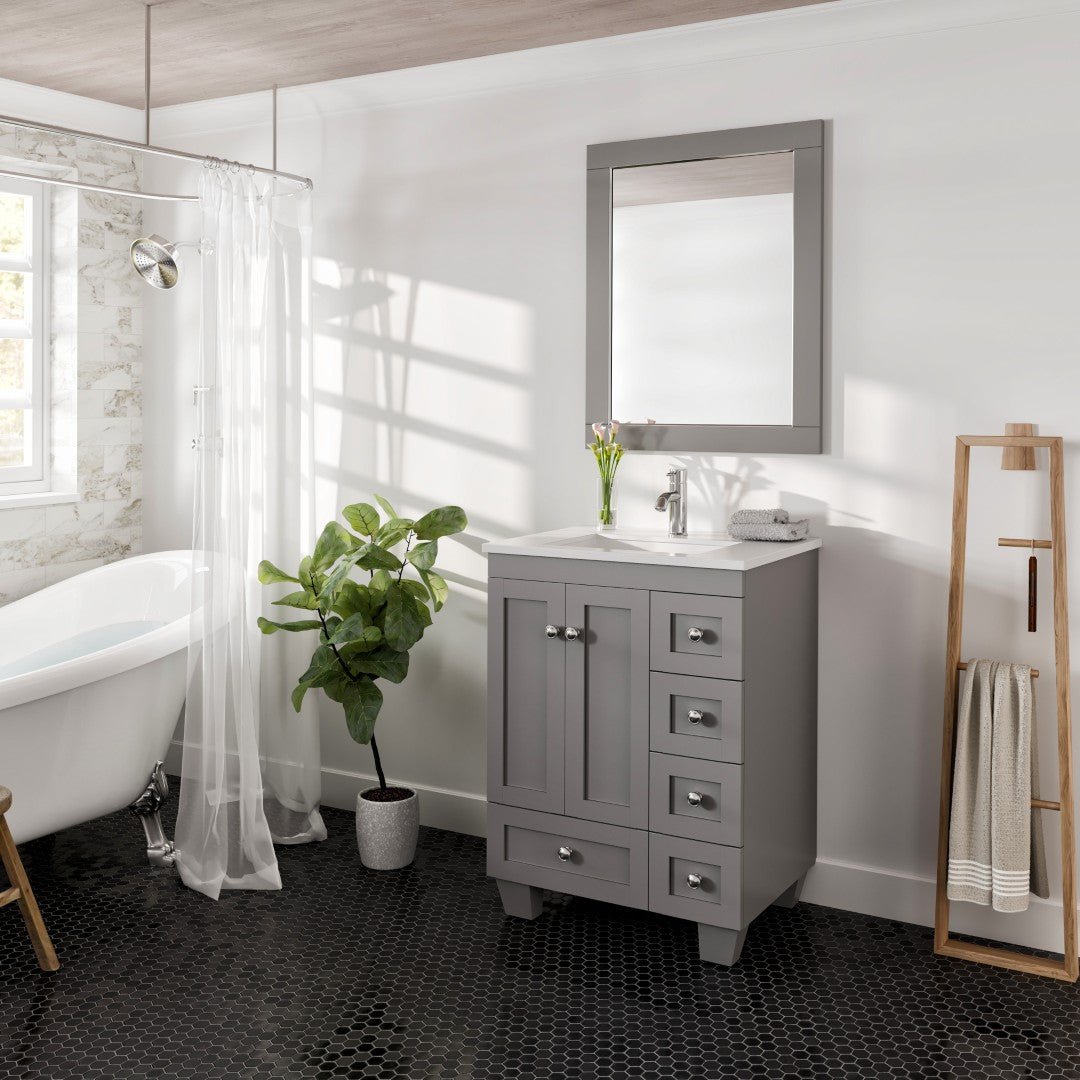 Eviva Aberdeen 36" x 30" Rectangular Gray Wooden Framed Mirror - Mirror by Eviva