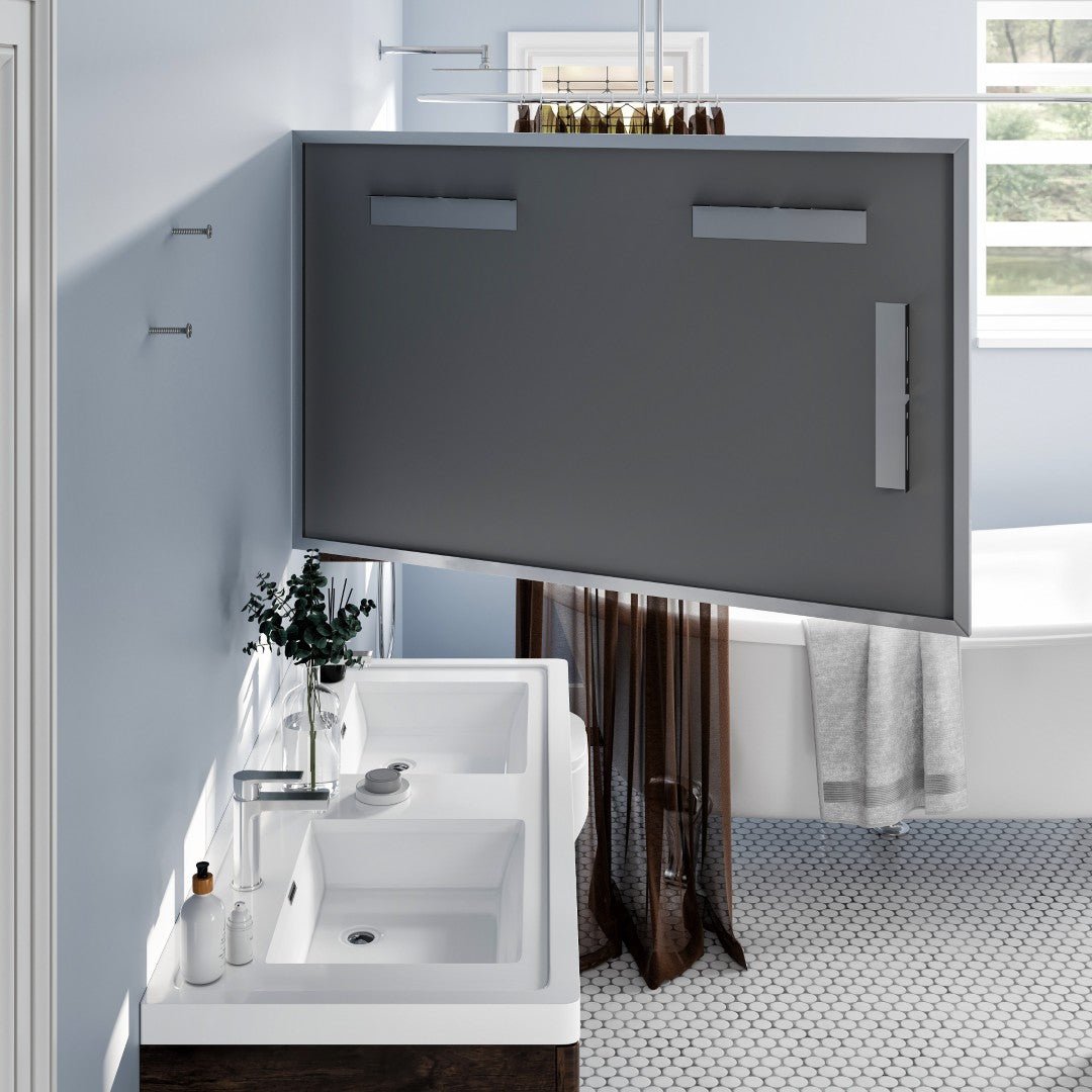 Eviva Sax 48" x 30" Rectangular Brushed Nickel Metal Framed Mirror - Mirror by Eviva