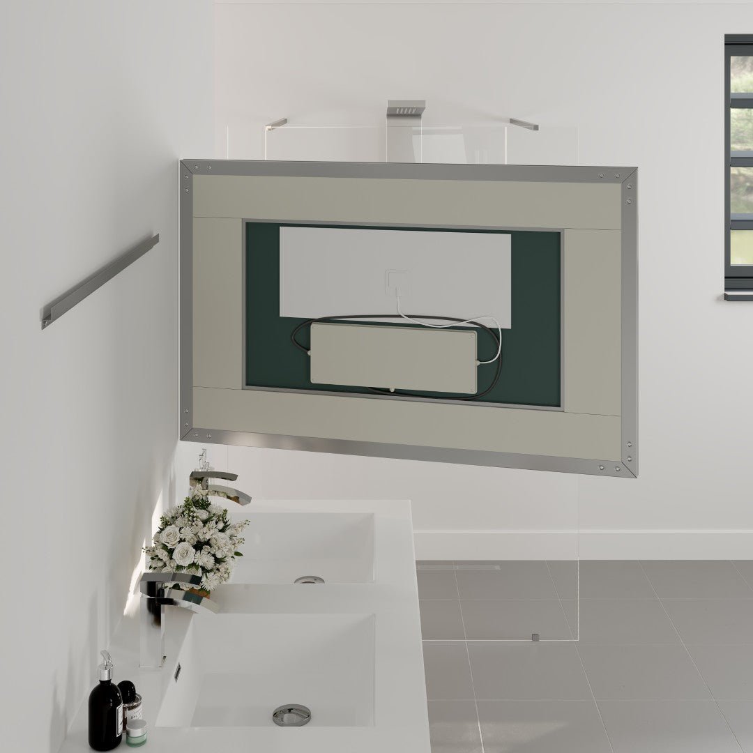 Eviva Illuminate 42" x 30" Rectangular Chrome Aluminum Framed Mirror - Mirror by Eviva