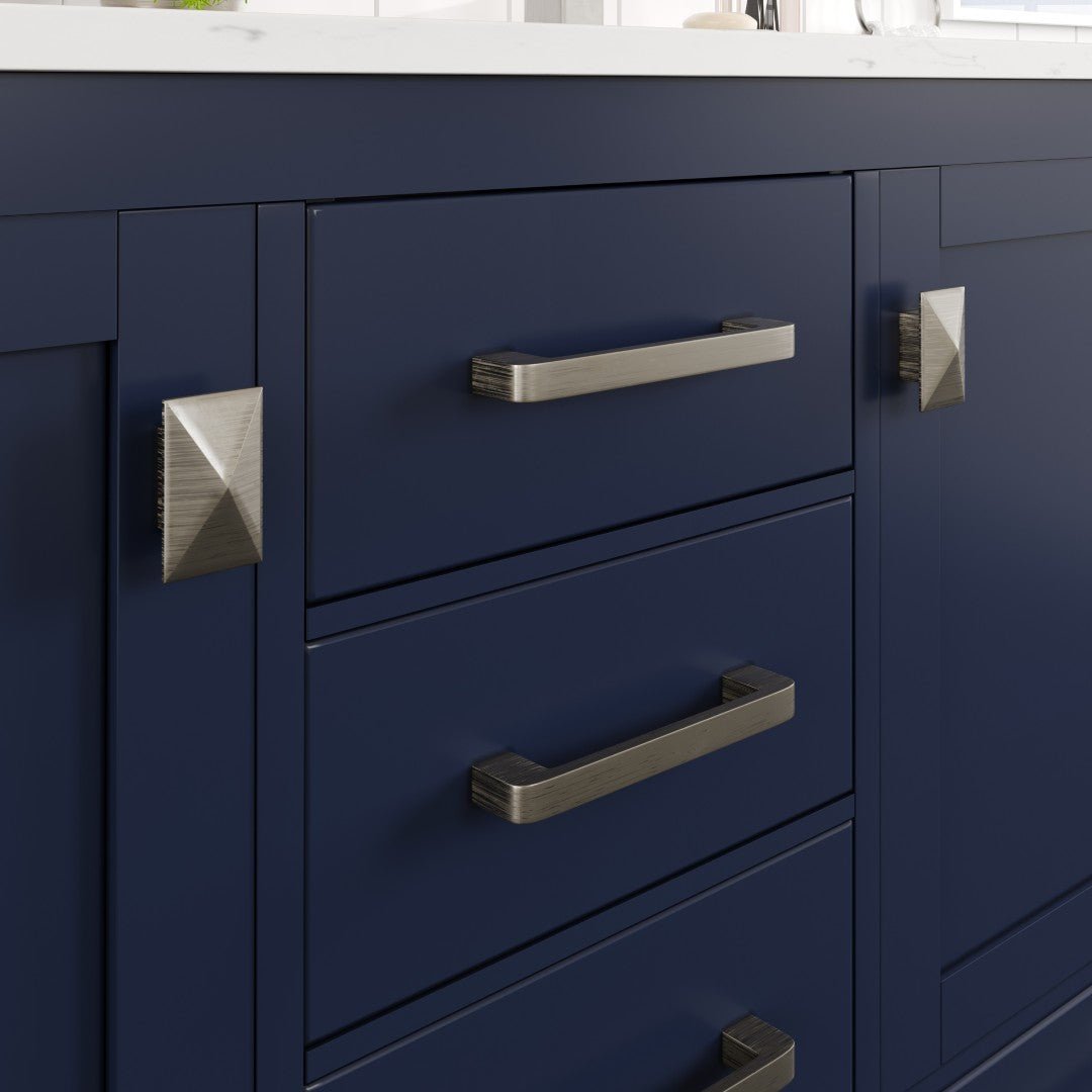 London 54 in. Blue Double Sink Bath Vanity with Carrara Quartz Top and Undermount Porcelain Sinks - Bathroom Vanity by Eviva