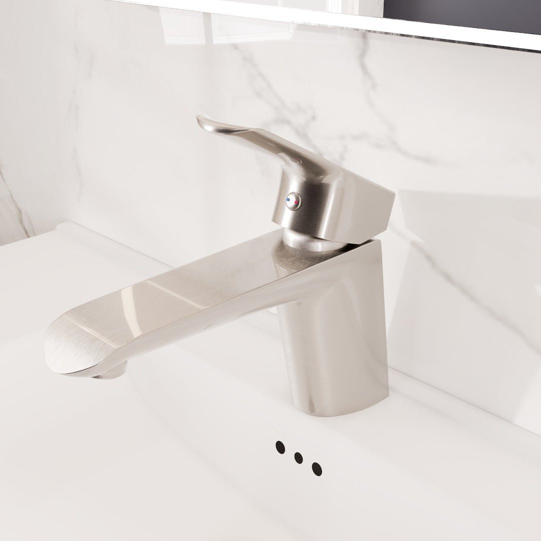 Eviva Lotus Single - Handle Waterfall Single - Hole Bathroom Faucet in Brushed Nickel - Bathroom Faucet by Eviva