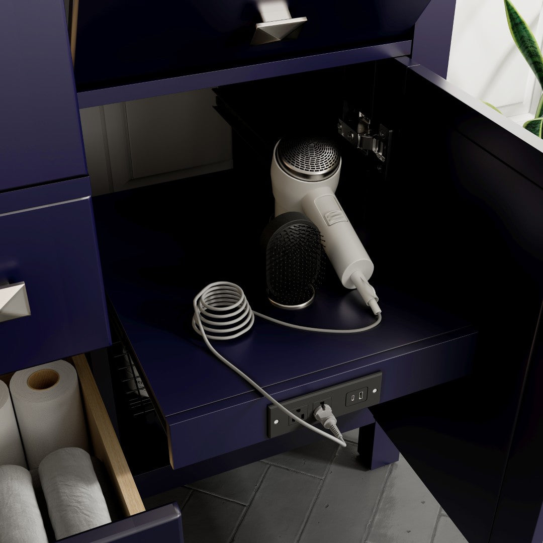 Artemis 44 in. Blue Double Sink Bath Vanity with Engineered Top and Undermount Porcelain Sinks