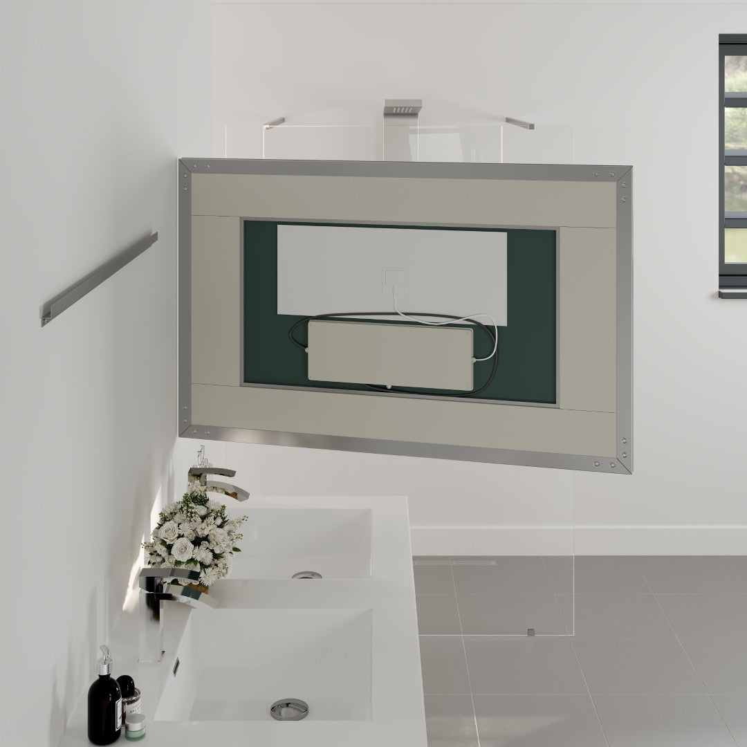 Eviva Illuminate 42" x 30" Rectangular Chrome Aluminum Framed Mirror