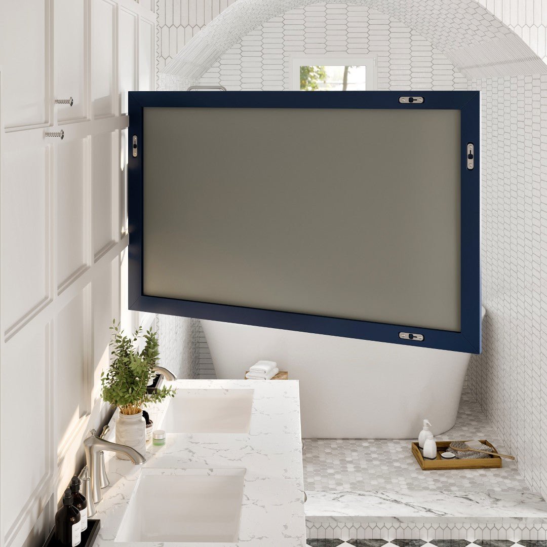 Eviva Acclaim 42" x 30" Rectangular Blue Wooden Framed Mirror - Mirror by Eviva
