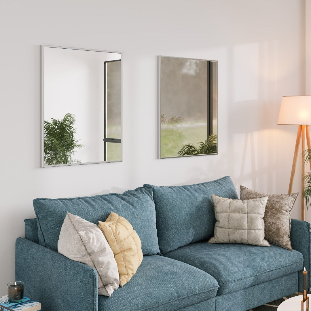 Eviva Vista 24" x 30" Rectangular Brushed Nickel Metal Framed Mirror