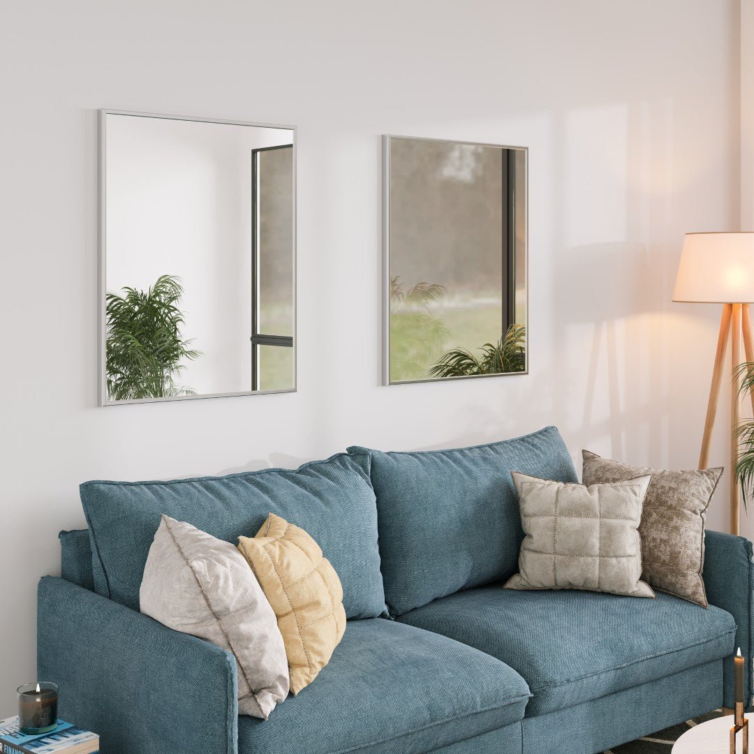 Eviva Vista 24" x 30" Rectangular Brushed Nickel Metal Framed Mirror - Mirror by Eviva
