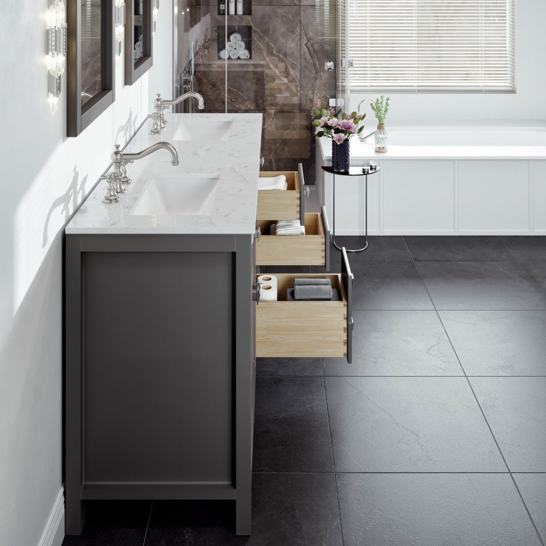 Artemis 72 in. Gray Double Sink Bath Vanity with Engineered Top and Undermount Porcelain Sinks - Bathroom Vanity by Eviva