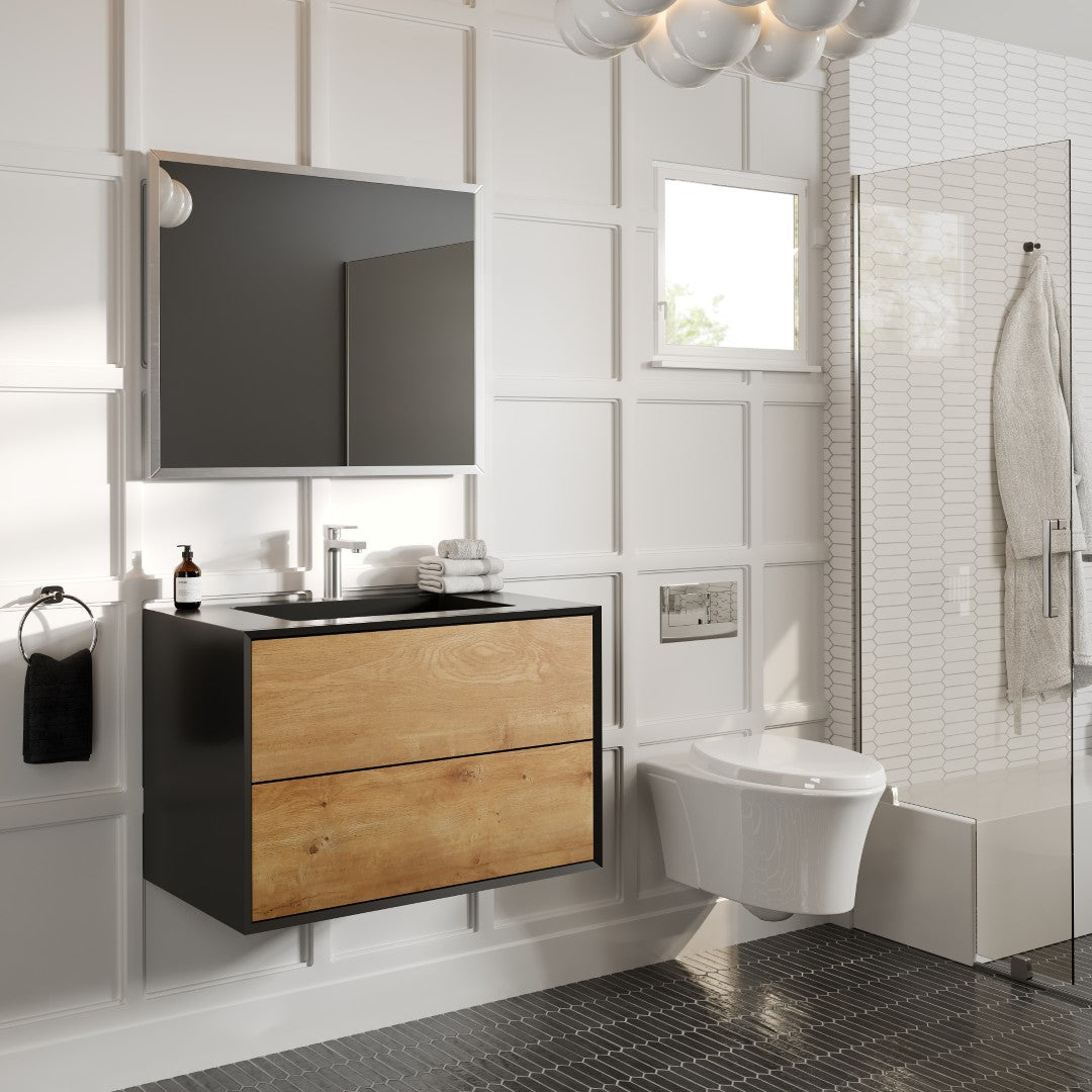 Eviva Sax 36" x 30" Rectangular Brushed Nickel Metal Framed Mirror