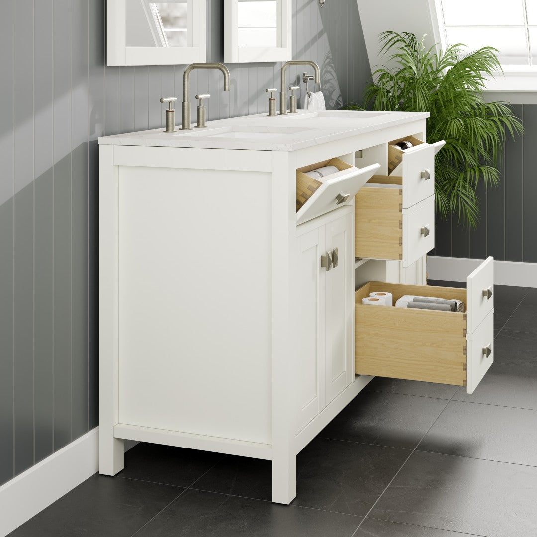 Artemis 72 in. White Double Sink Bath Vanity with Engineered Top and Undermount Porcelain Sinks