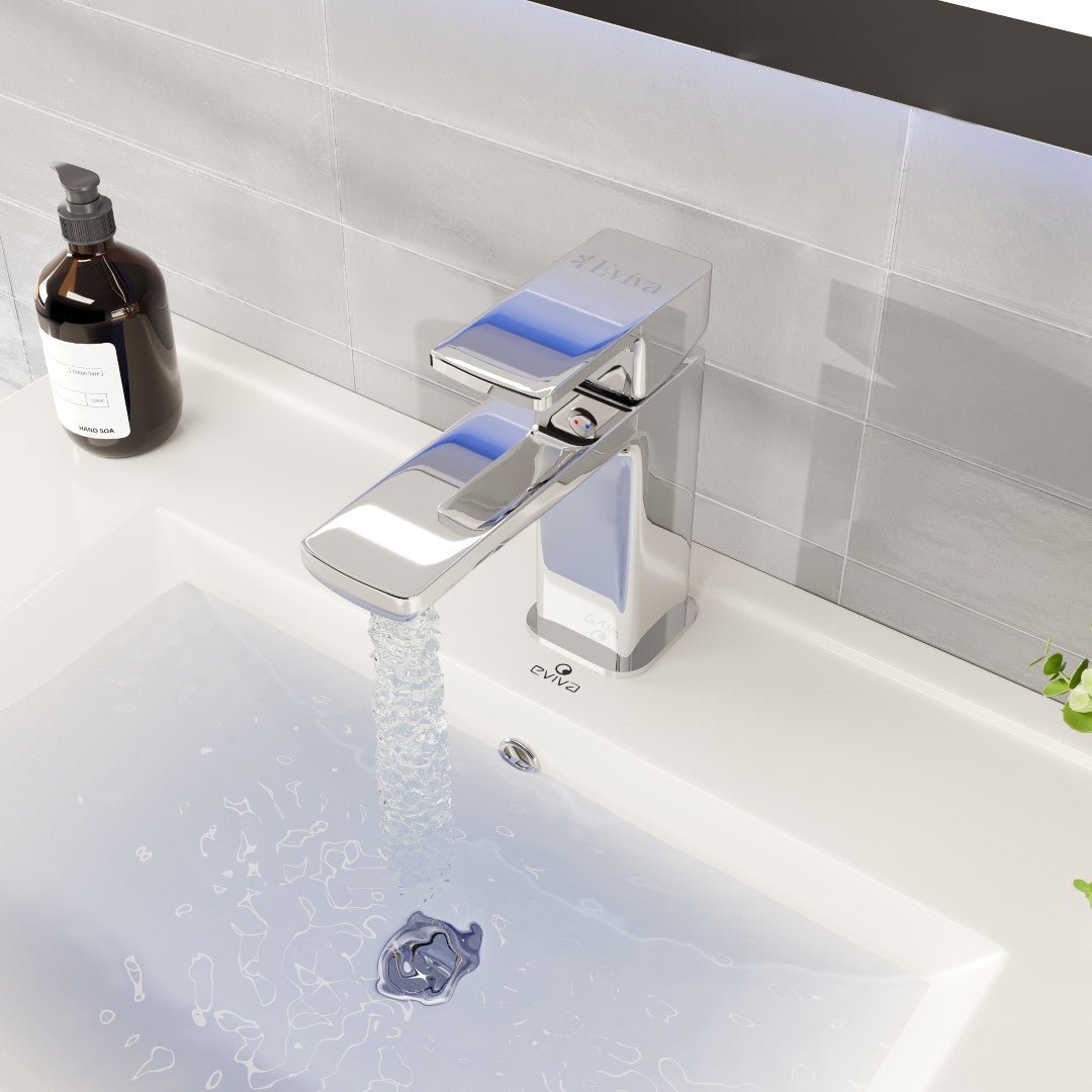 Eviva Lux Single - Handle Waterfall Single - Hole Bathroom Faucet with Deckplate Included in Chrome - Bathroom Faucet by Eviva