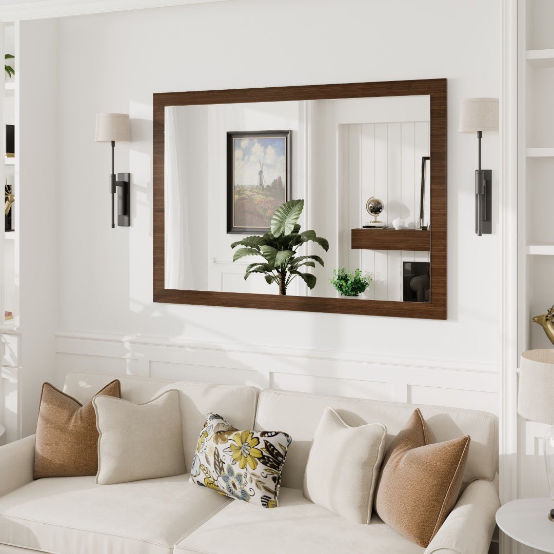 Eviva Reflection 42" x 32" Rectangular Gray Oak Wooden Framed Mirror - Mirror by Eviva