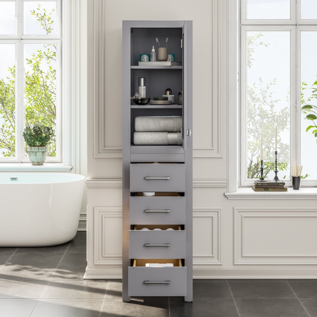 Eviva Aberdeen 18 in. W x 20 in. D Gray Freestanding Linen Cabinet - Bathroom Cabinet by Eviva