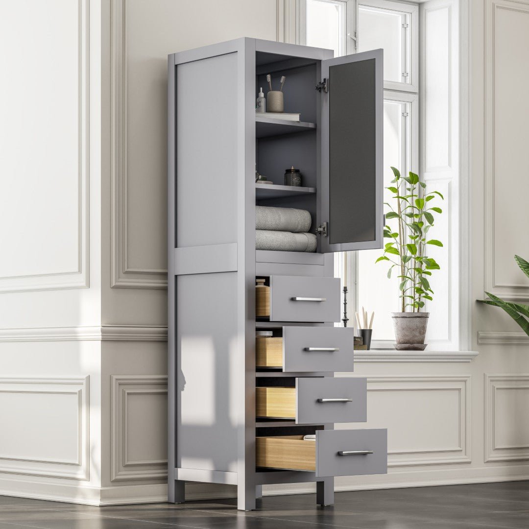 Eviva Aberdeen 18 in. W x 20 in. D Gray Freestanding Linen Cabinet - Bathroom Cabinet by Eviva