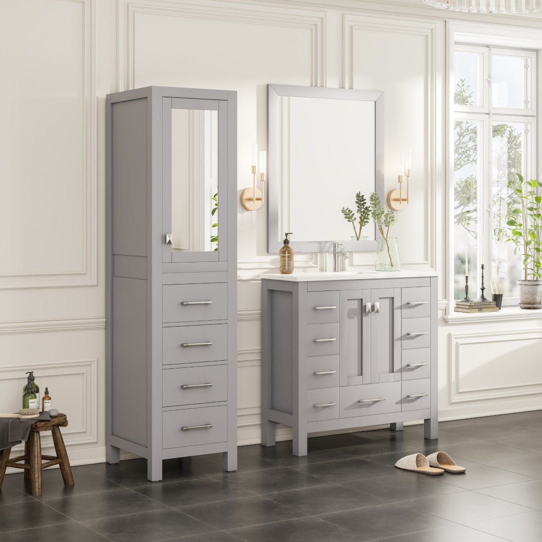 Eviva Aberdeen 18 in. W x 20 in. D Gray Freestanding Linen Cabinet - Bathroom Cabinet by Eviva