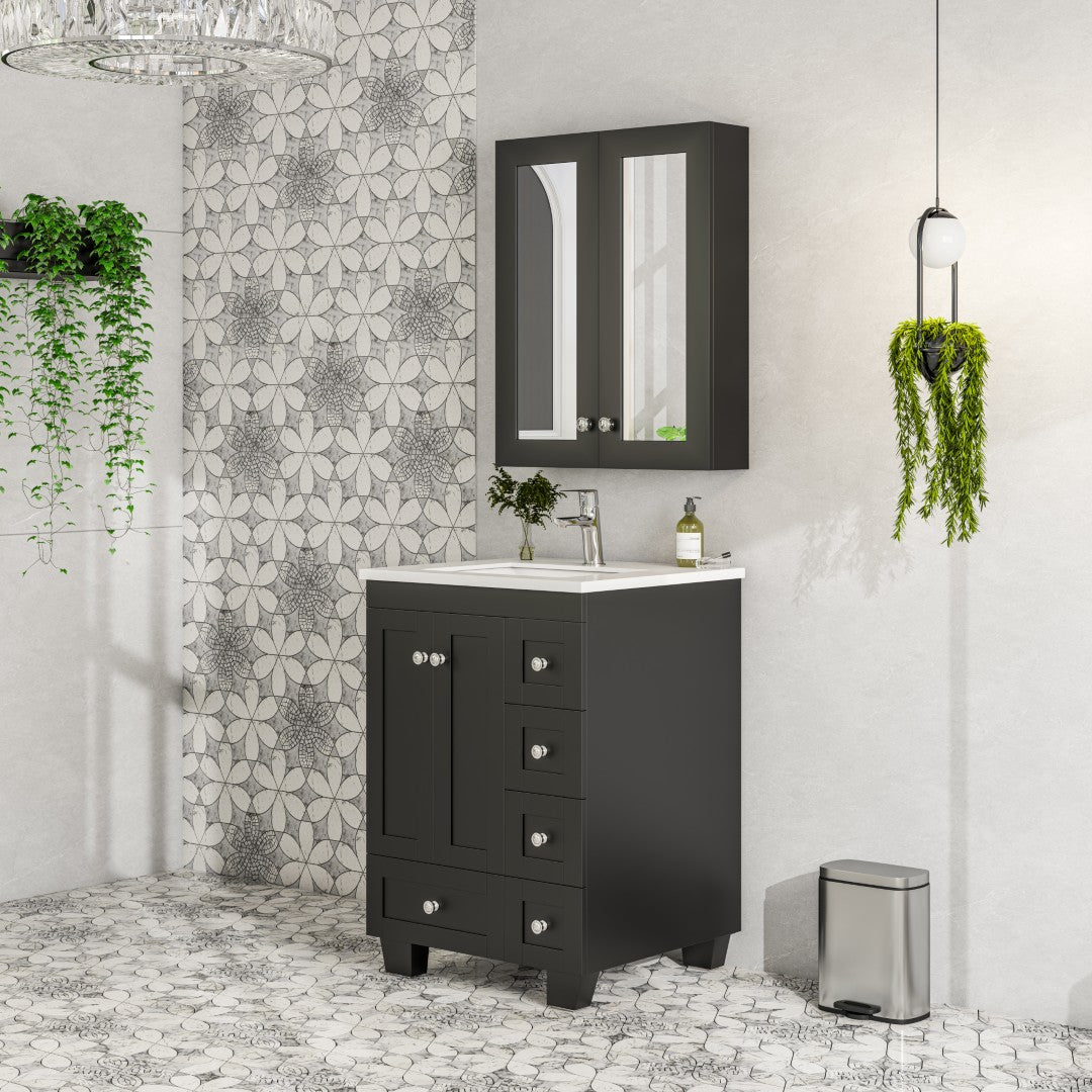 Eviva Tux 24 Inch Espresso Wall Mount Medicine Cabinet
