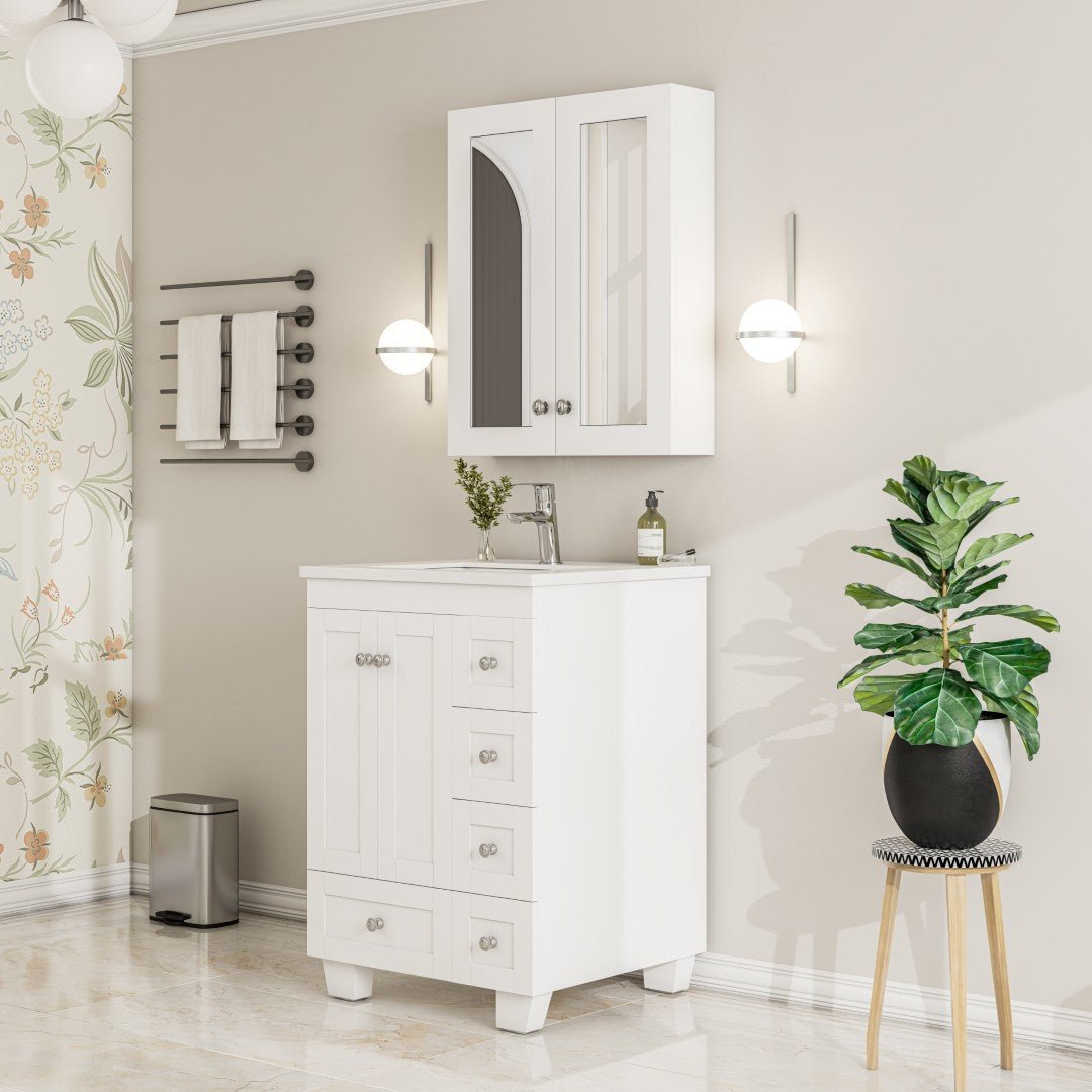 Eviva Tux 24" White Wall Mount Medicine Cabinet - by Eviva