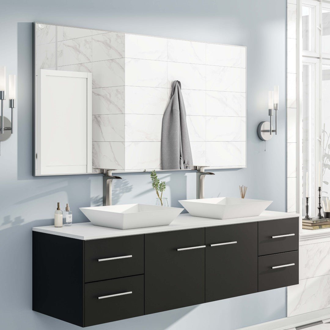 Eviva Lulu Single - Handle Waterfall - Opened Single - Hole Bathroom Vessel - Sink Faucet in Brushed Nickel - Bathroom Faucet by Eviva