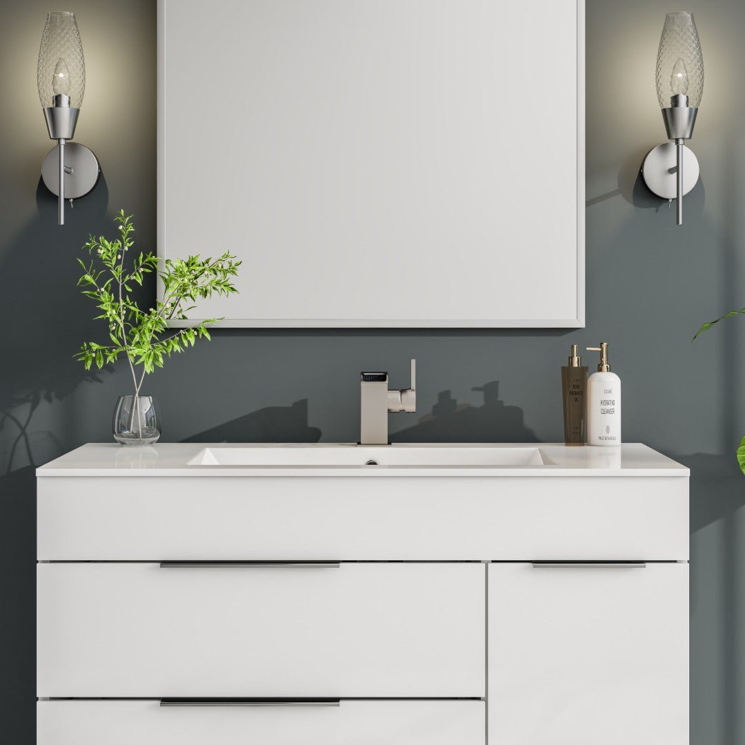 Eviva Jaida Single - Handle Waterfall - Opened Single Handle Bathroom Faucet in Brushed Nickel - Bathroom Faucet by Eviva