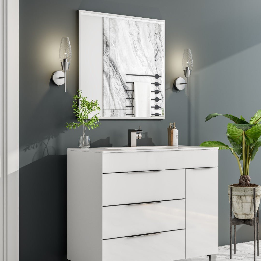 Eviva Jaida Single - Handle Waterfall - Opened Single Handle Bathroom Faucet in Brushed Nickel - Bathroom Faucet by Eviva