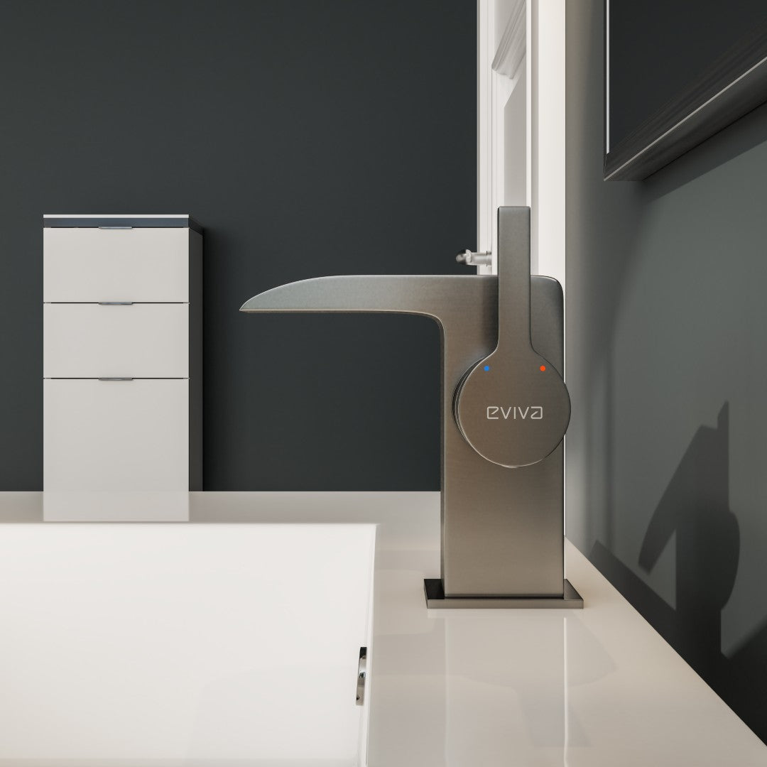 Eviva Jaida Single-Handle Waterfall-Opened Single Handle Bathroom Faucet in Brushed Nickel