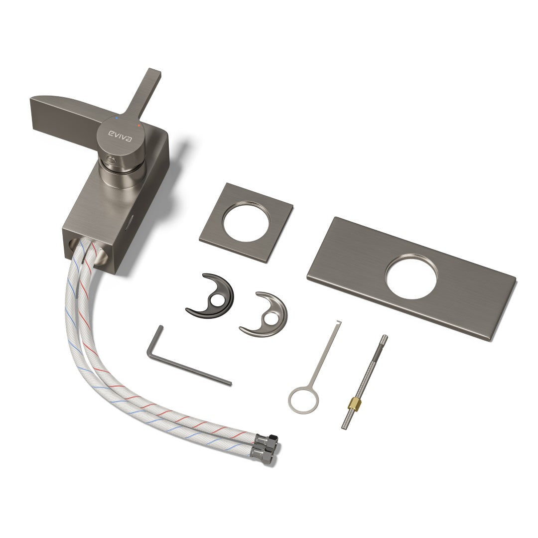 Eviva Jaida Single-Handle Waterfall-Opened Single Handle Bathroom Faucet in Brushed Nickel