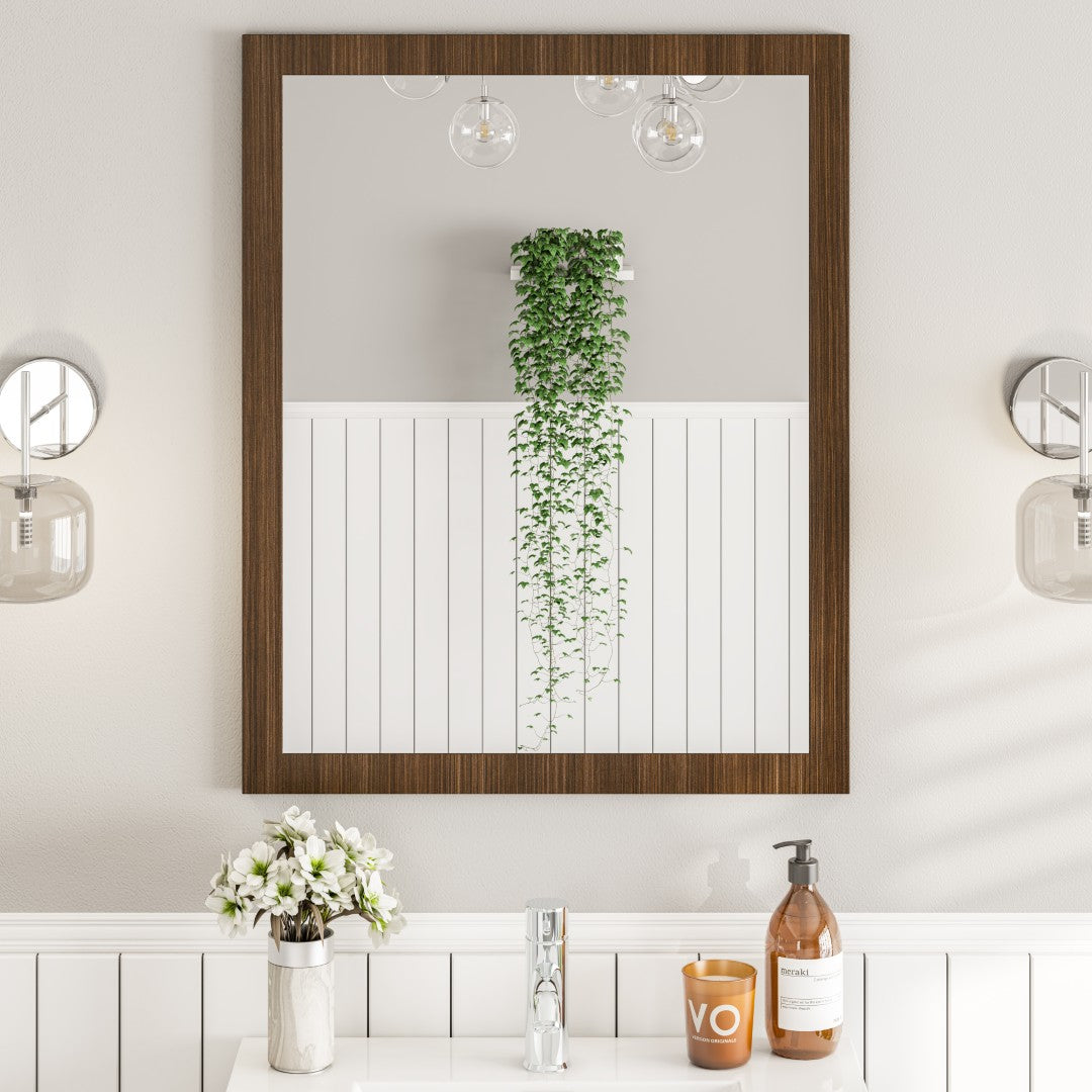 Eviva Reflection 30" x 24" Rectangular Gray Oak Wooden Framed Mirror