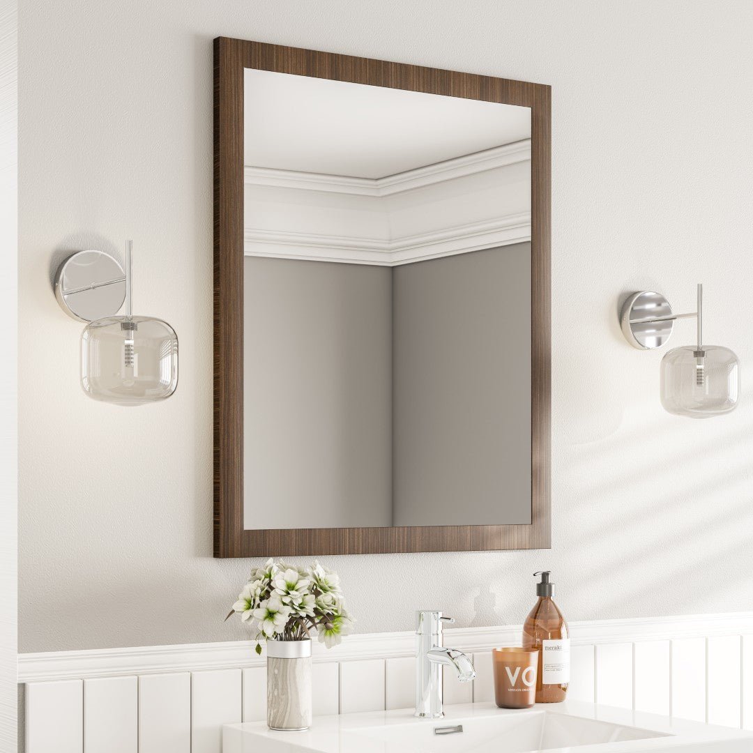Eviva Reflection 30" x 24" Rectangular Gray Oak Wooden Framed Mirror - Mirror by Eviva