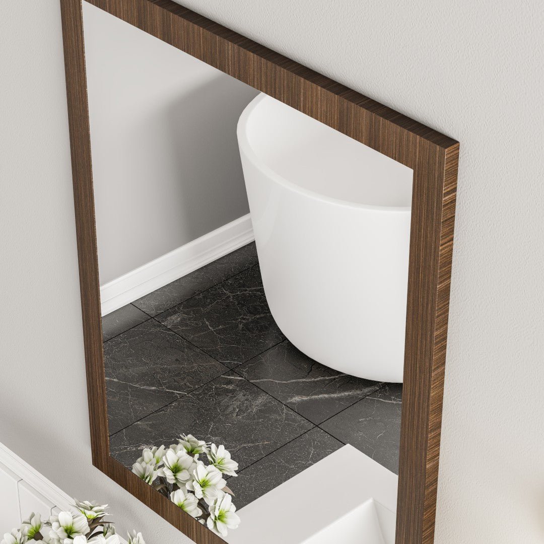 Eviva Reflection 30" x 24" Rectangular Gray Oak Wooden Framed Mirror - Mirror by Eviva