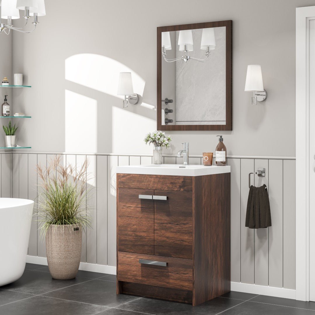 Eviva Reflection 30" x 24" Rectangular Gray Oak Wooden Framed Mirror - Mirror by Eviva