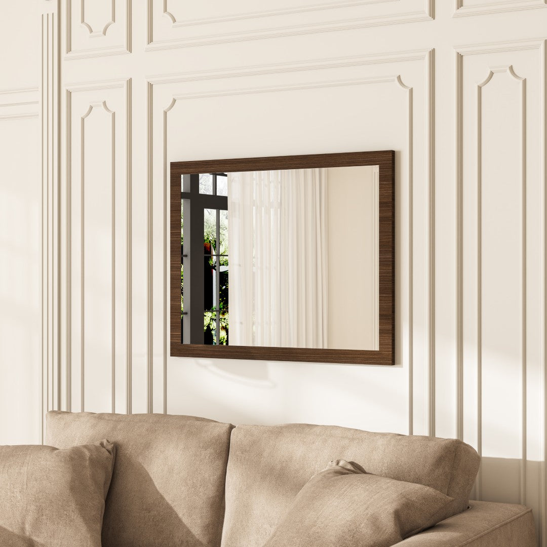 Eviva Reflection 30" x 24" Rectangular Gray Oak Wooden Framed Mirror