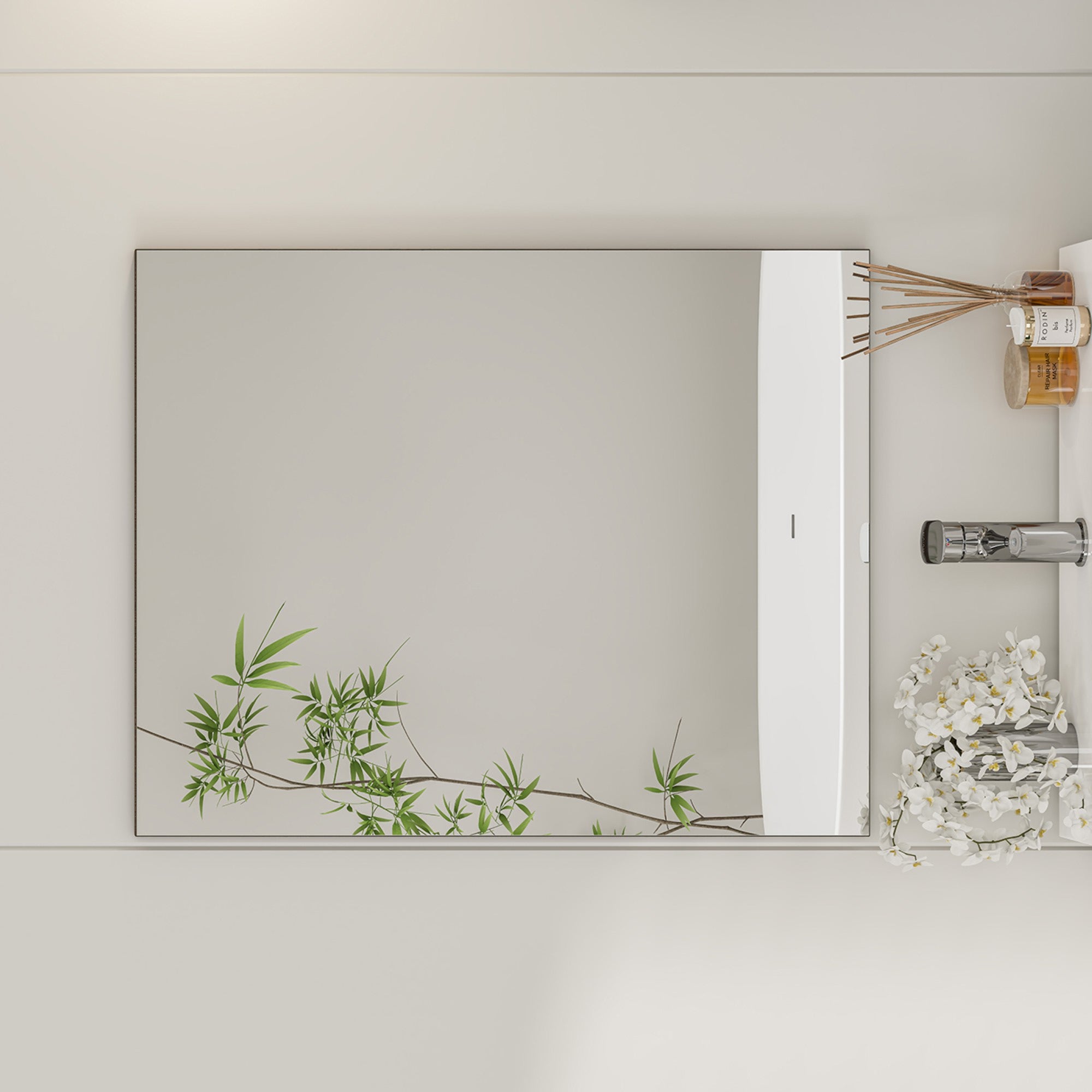 Eviva Sax 24" x 30" Rectangular Rosewood Metal Framed Mirror