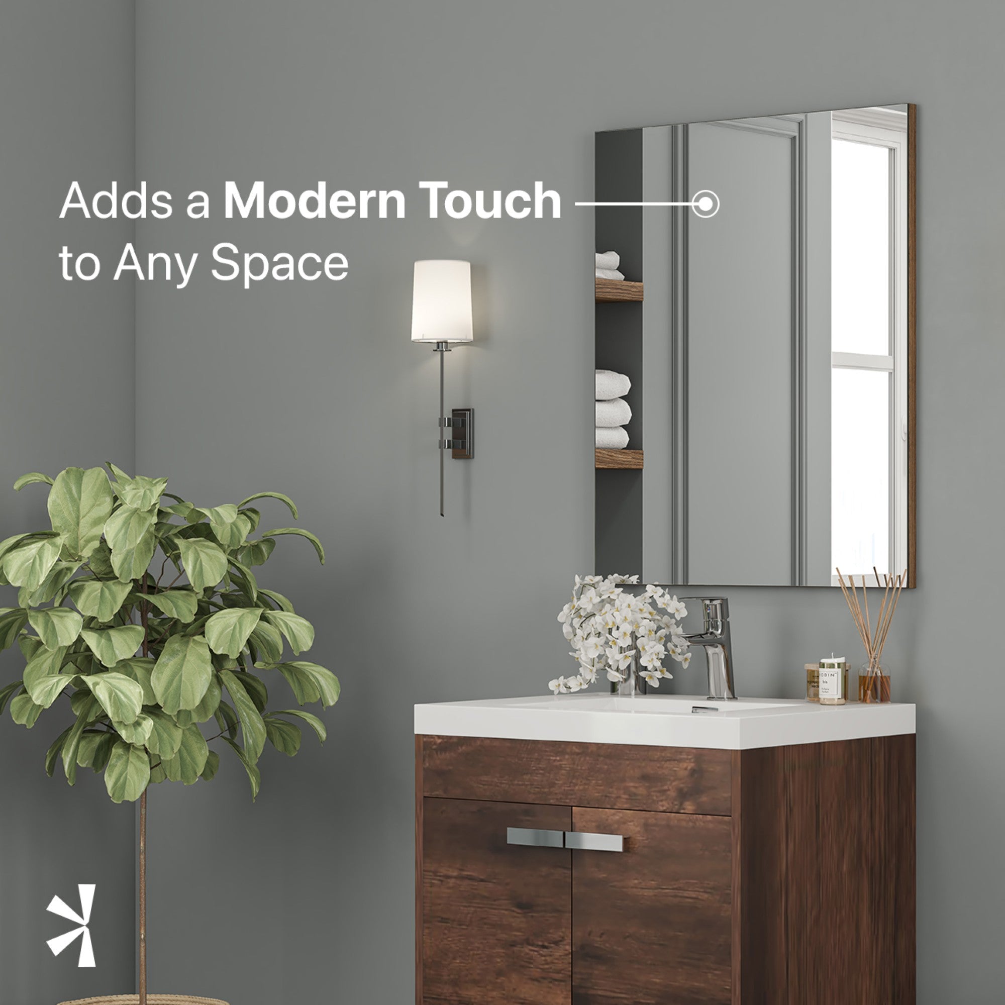 Eviva Sax 24" x 30" Rectangular Rosewood Metal Framed Mirror