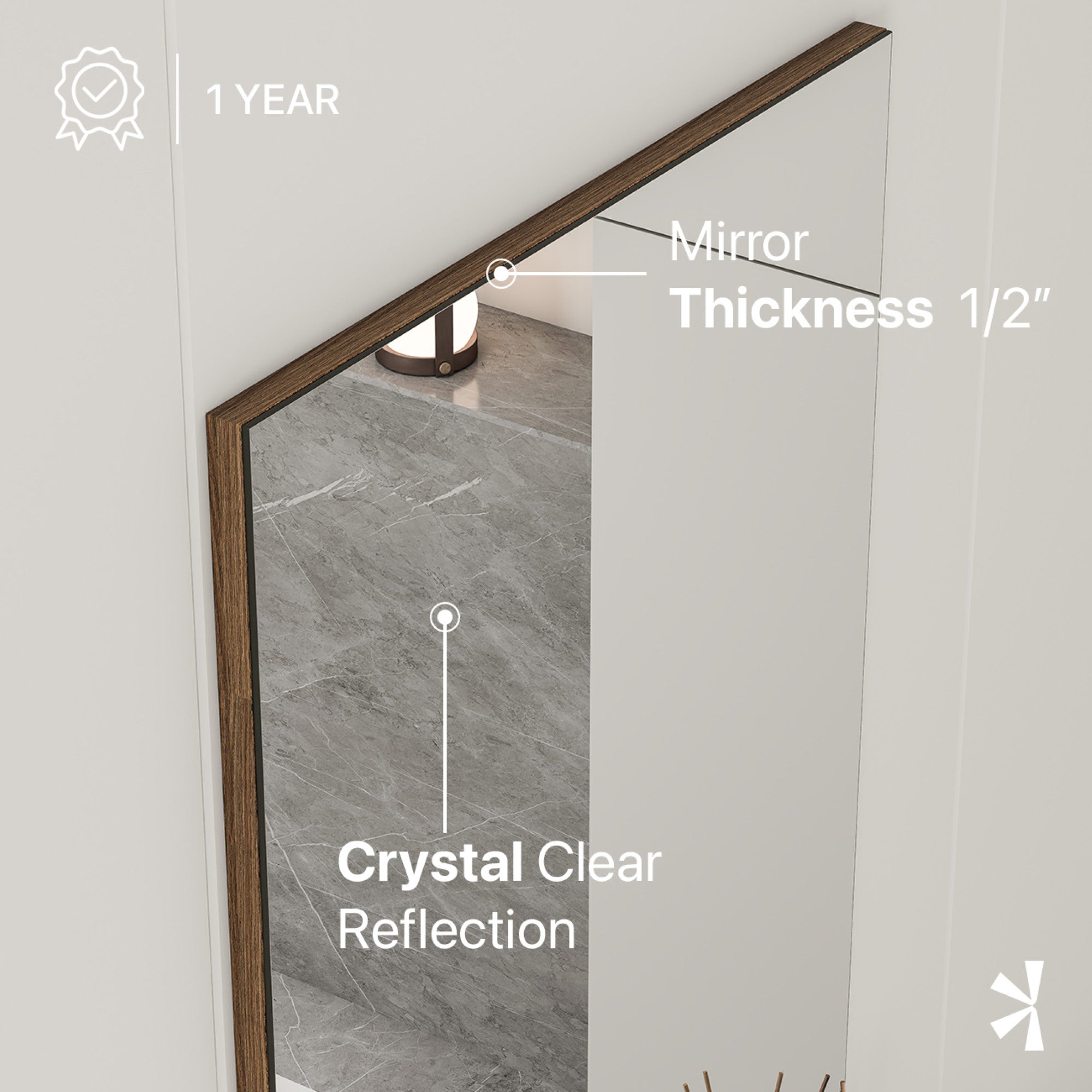 Eviva Sax 24" x 30" Rectangular Rosewood Metal Framed Mirror