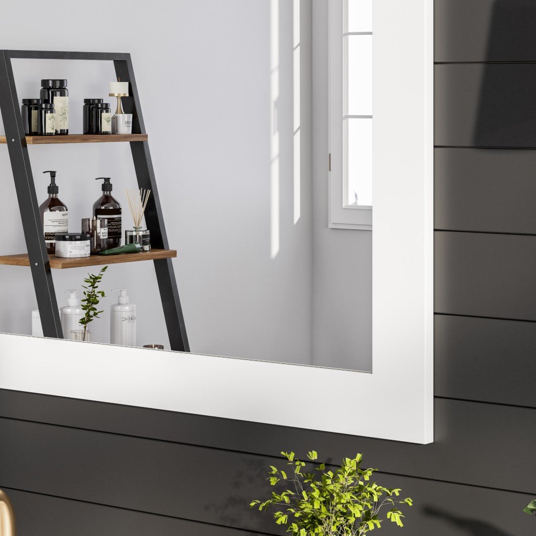 Eviva Sun 36" x 30" Rectangular White Wooden Framed Mirror - Mirror by Eviva