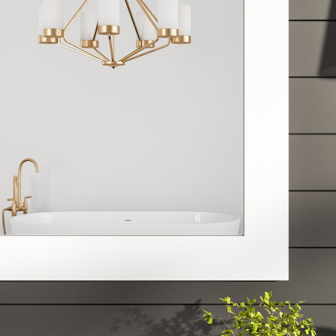 Eviva Sun 36" x 30" Rectangular White Wooden Framed Mirror - Mirror by Eviva