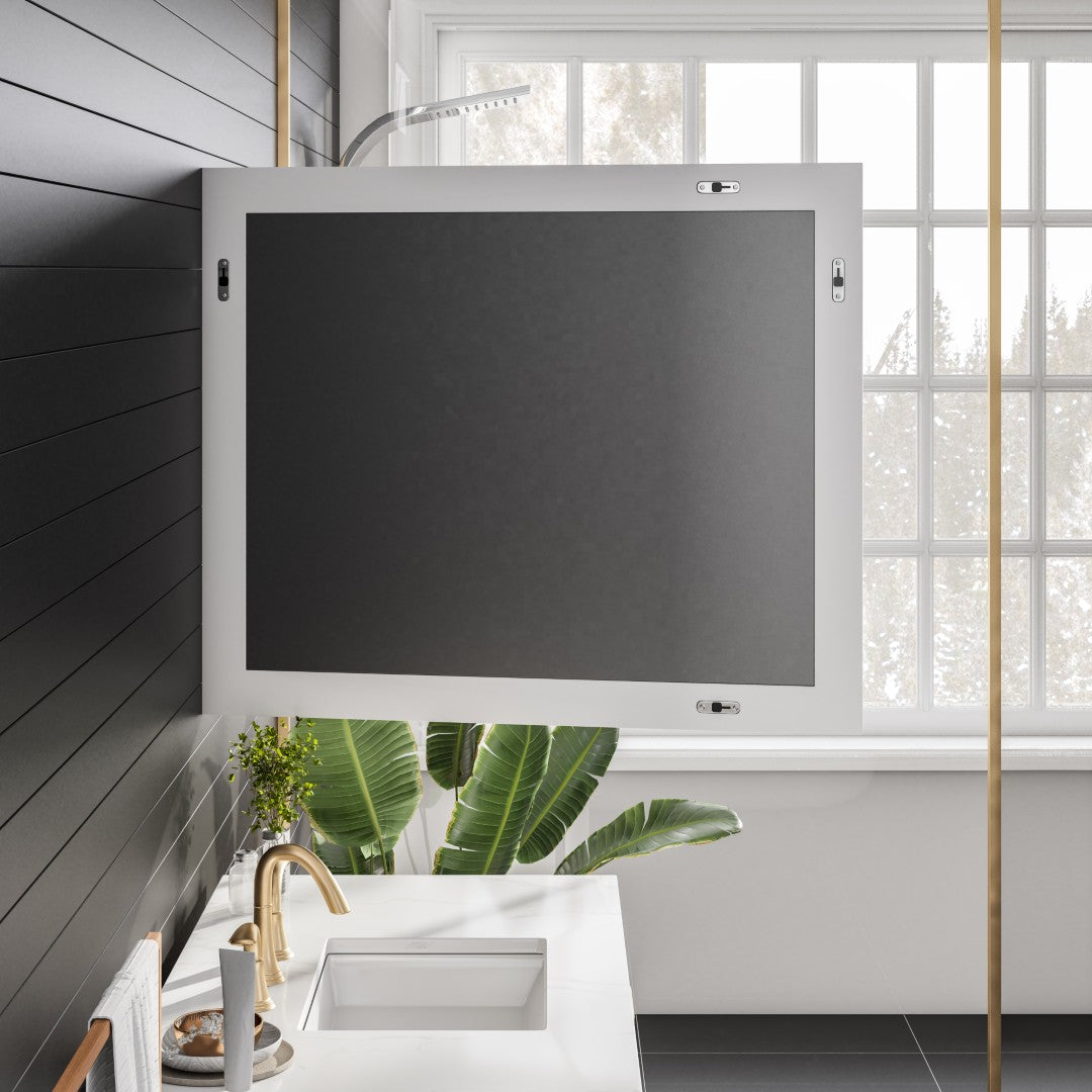 Eviva Sun 36" x 30" Rectangular White Wooden Framed Mirror