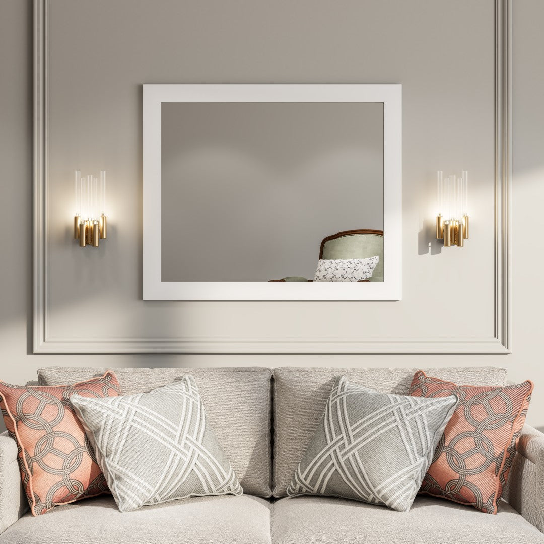 Eviva Sun 36" x 30" Rectangular White Wooden Framed Mirror