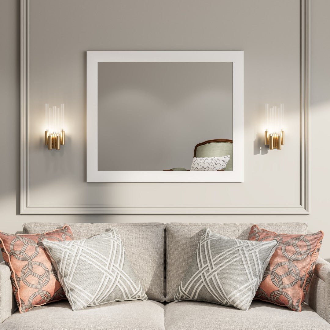 Eviva Sun 36" x 30" Rectangular White Wooden Framed Mirror - Mirror by Eviva