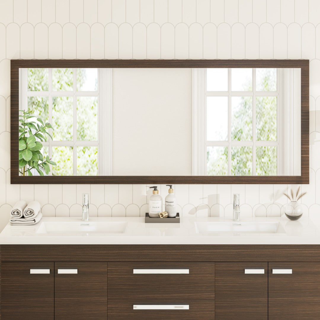 Eviva Sun 72" x 32" Rectangular Gray Oak Wooden Framed Mirror