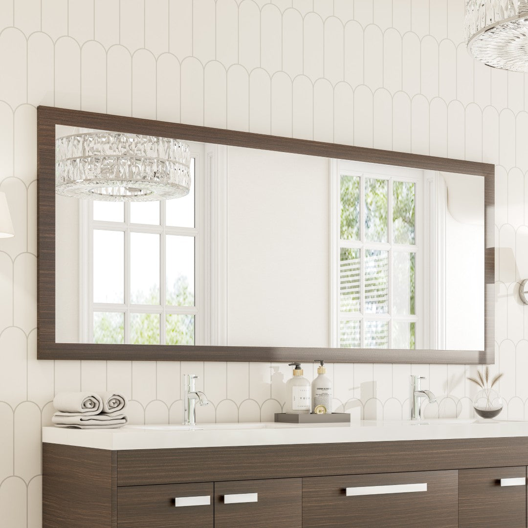 Eviva Sun 72" x 32" Rectangular Gray Oak Wooden Framed Mirror