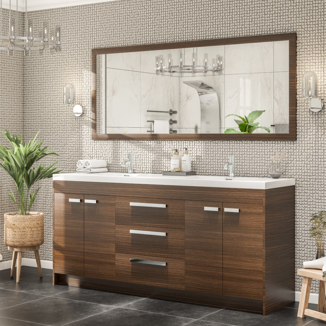 Eviva Sun 72" x 32" Rectangular Gray Oak Wooden Framed Mirror