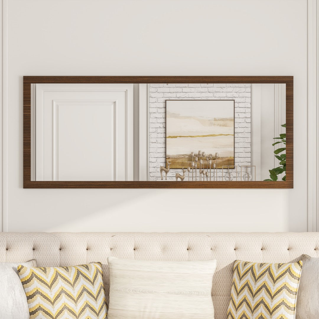Eviva Sun 72" x 32" Rectangular Gray Oak Wooden Framed Mirror