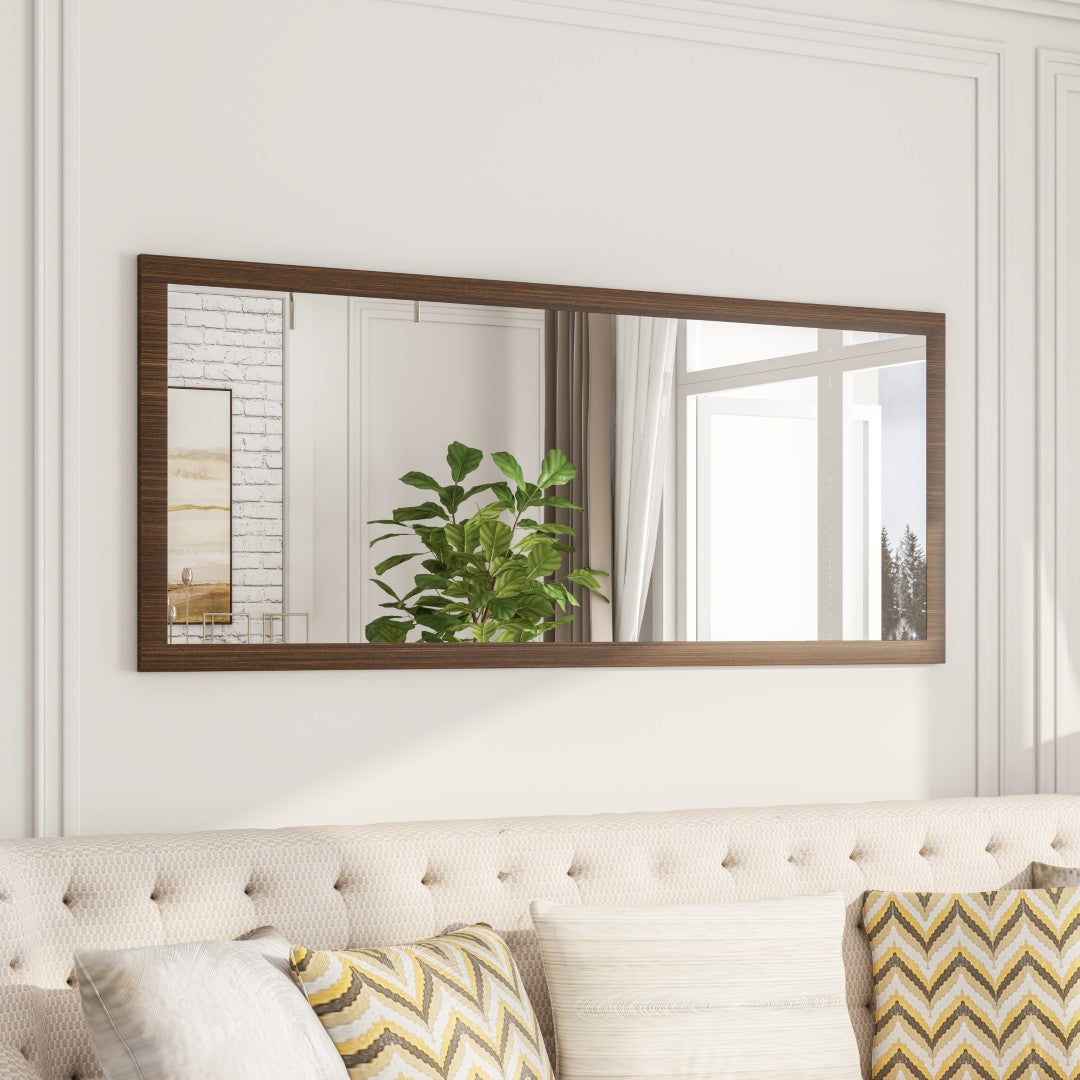 Eviva Sun 72" x 32" Rectangular Gray Oak Wooden Framed Mirror