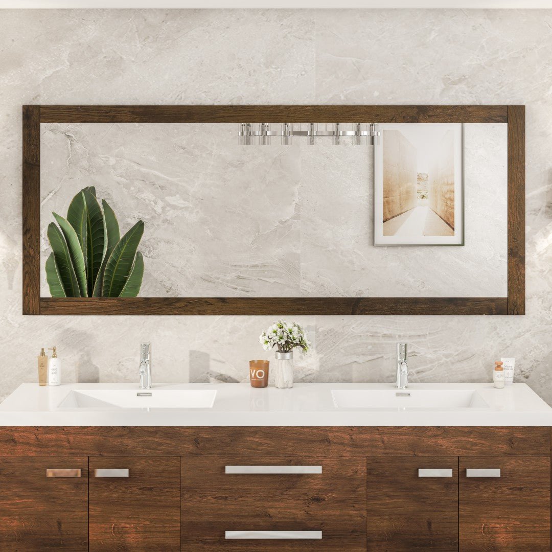 Eviva Sun 72" x 30" Rectangular Rosewood Wooden Framed Mirror - Mirror by Eviva