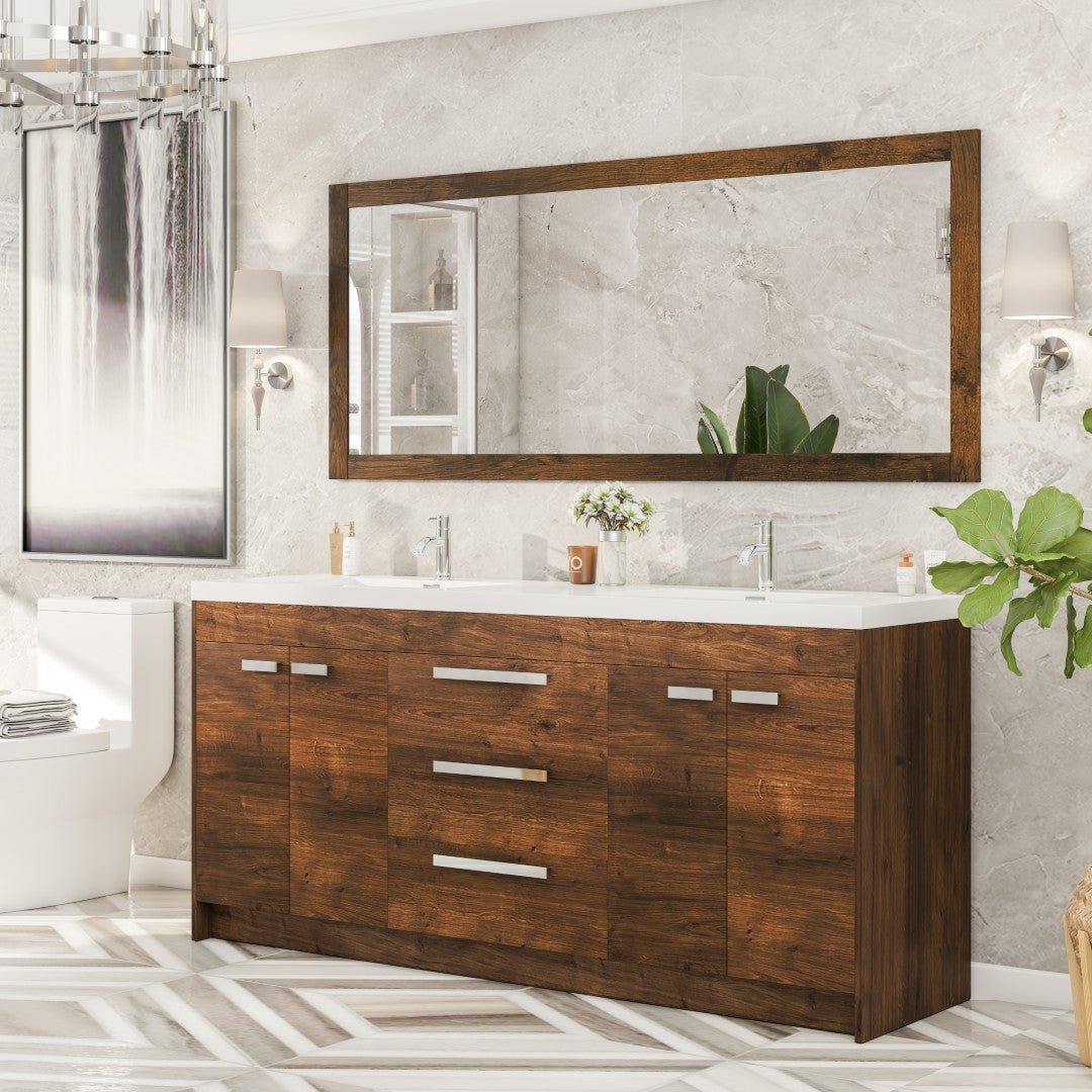 Eviva Sun 72" x 30" Rectangular Rosewood Wooden Framed Mirror - Mirror by Eviva