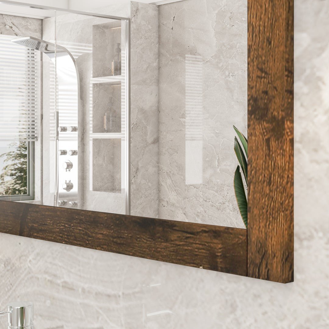 Eviva Sun 72" x 30" Rectangular Rosewood Wooden Framed Mirror - Mirror by Eviva