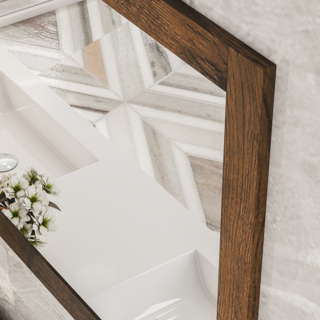 Eviva Sun 72" x 30" Rectangular Rosewood Wooden Framed Mirror - Mirror by Eviva